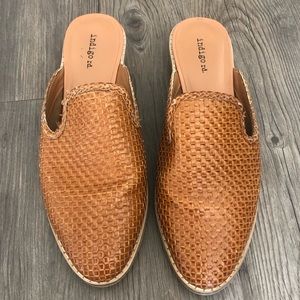 Cognac Colored Woven Mules
